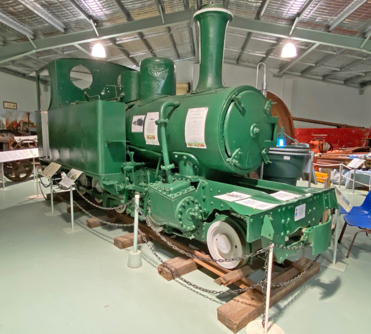 Hunslet 1317 'Digger' displayed at Proserpine Historical Museum on 26 April 2024.